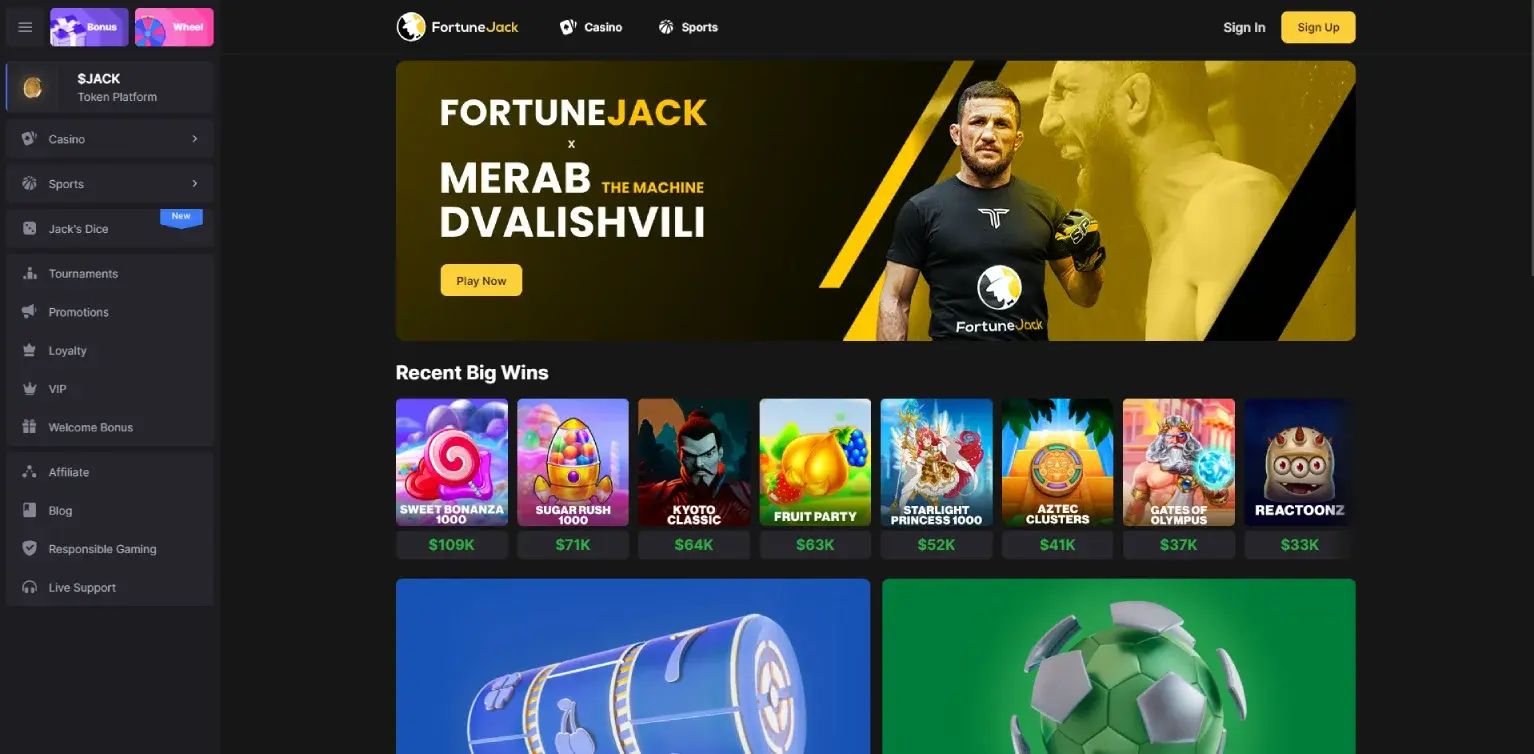 FortuneJack home page