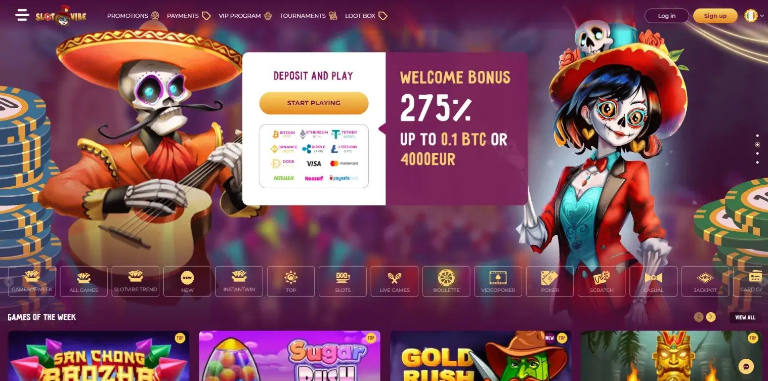 SlotVibe home page