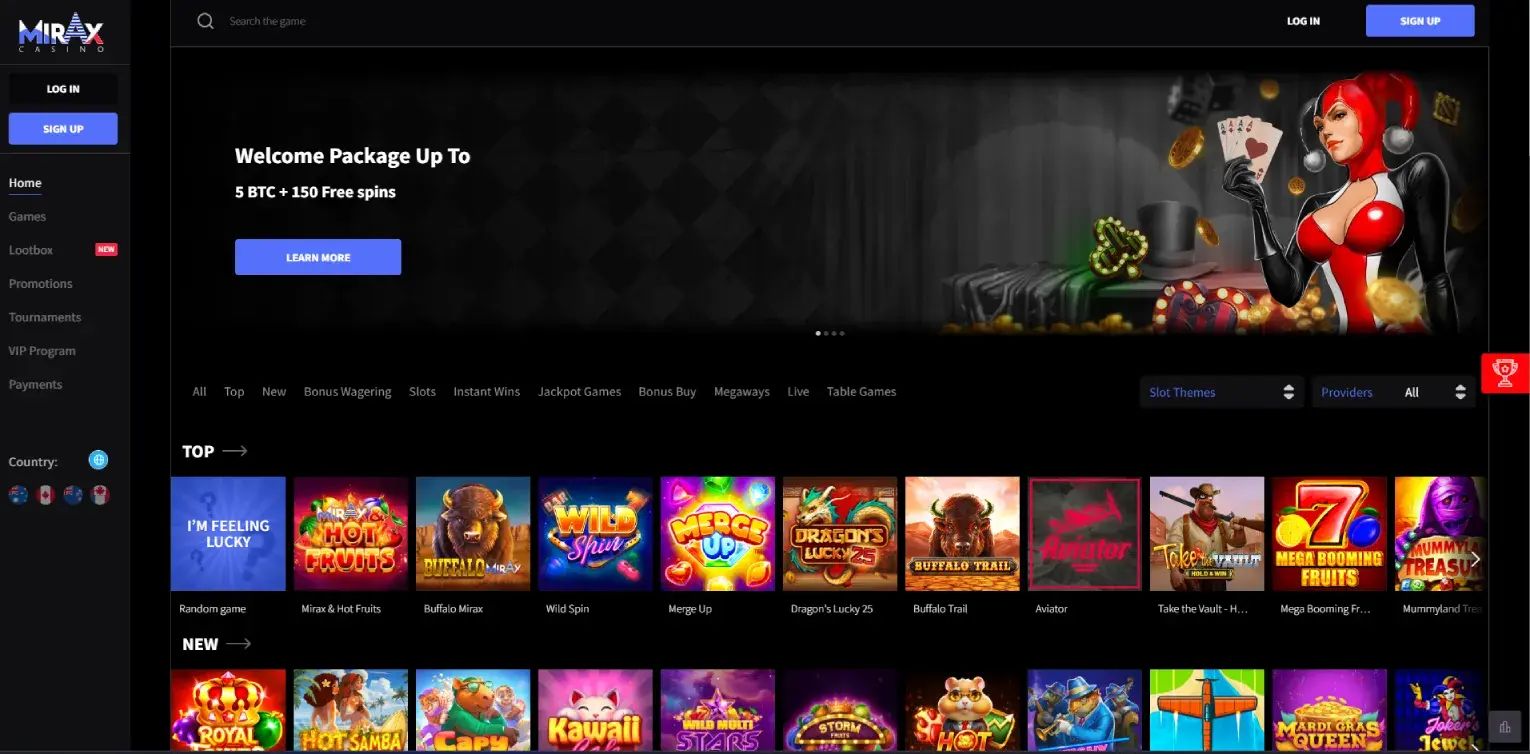 Mirax home page