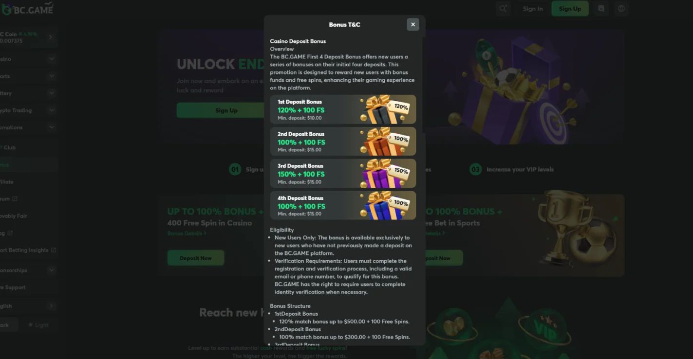 BC.GAME home page