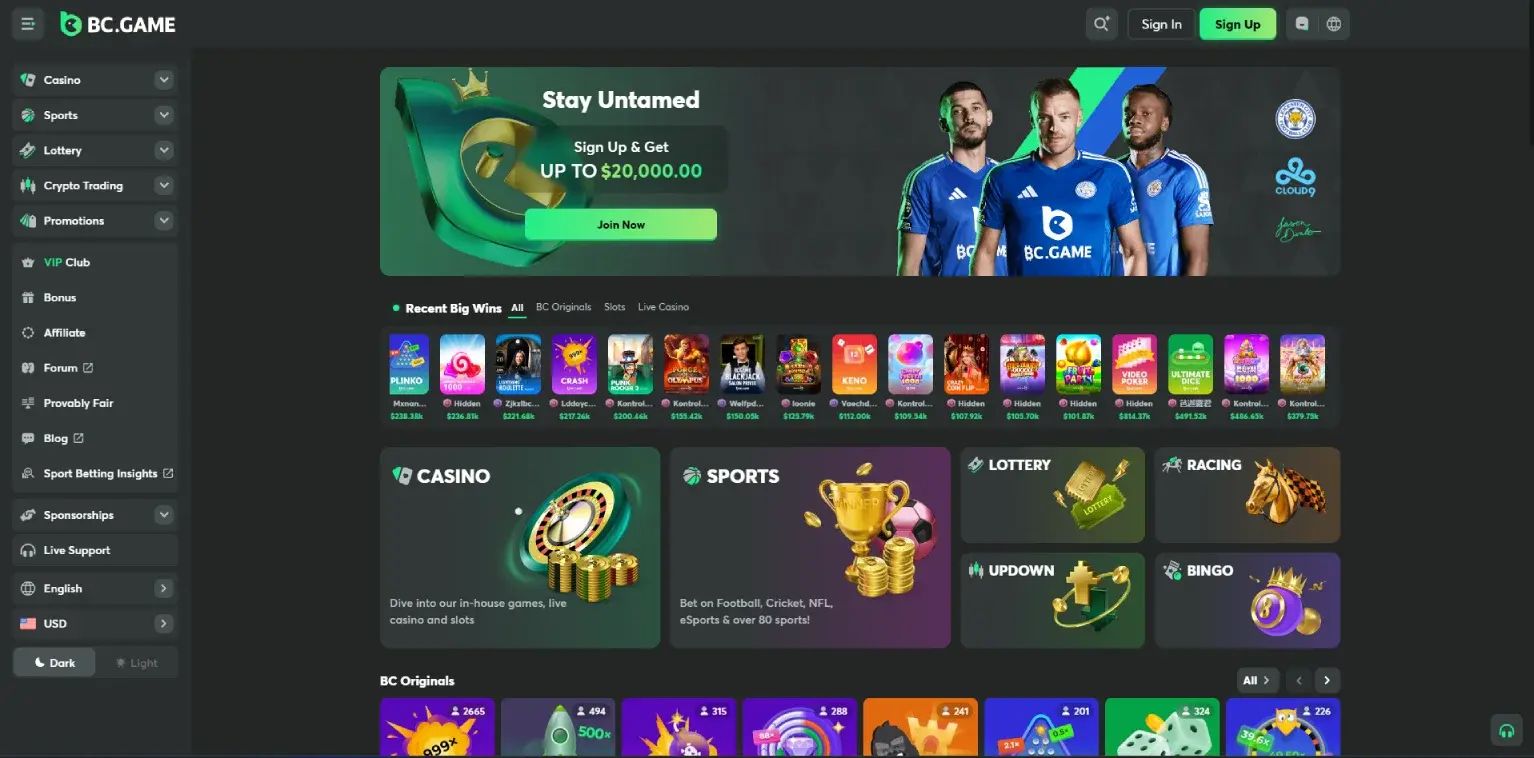 BC.GAME home page