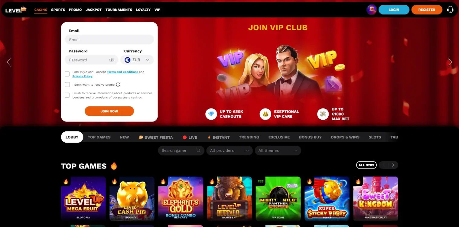 LevelUp home page