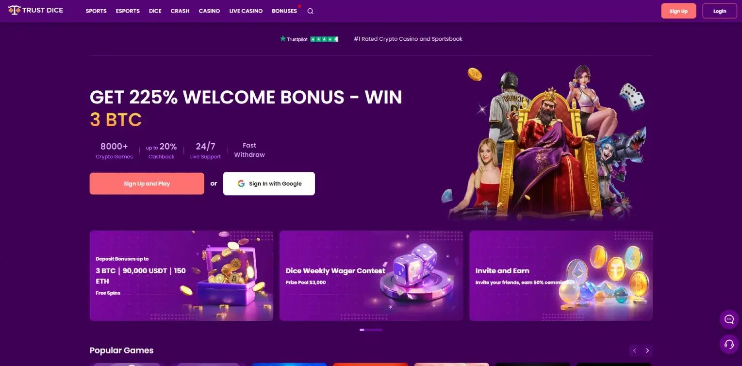 TrustDice home page