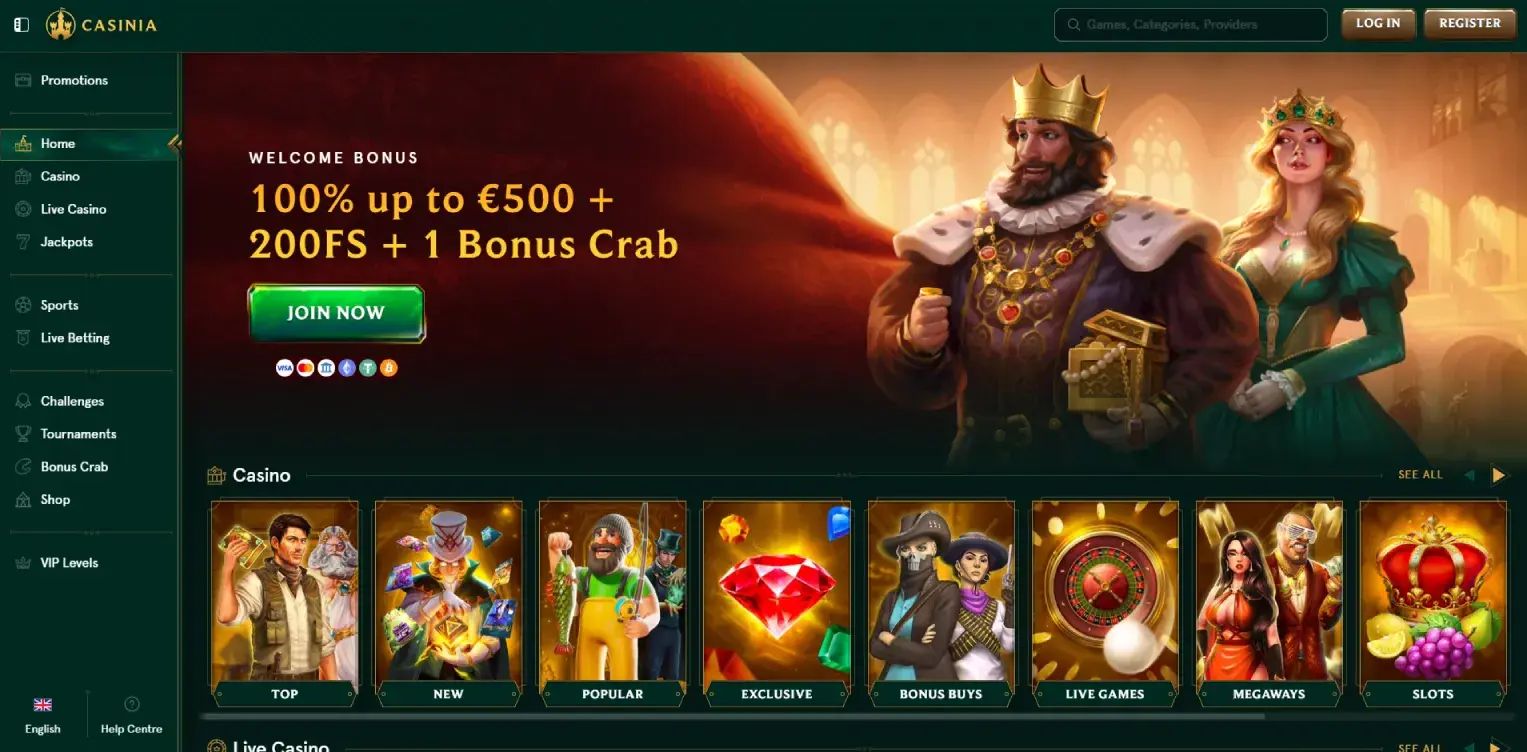 Casinia home page