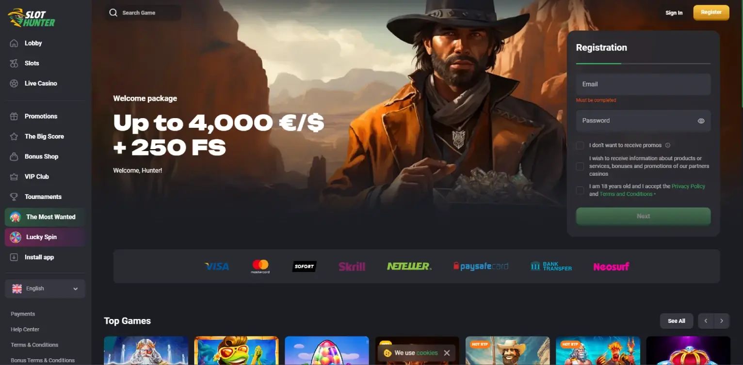 Slot Hunter home page